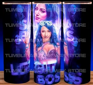 Sasha Banks Legit Boss Wrestling Cup Mug Tumbler 20oz Stainless Steel Tumbler with Slide Closure Lid, Reusable Plastic Straw, Handmade Design - Drinkware