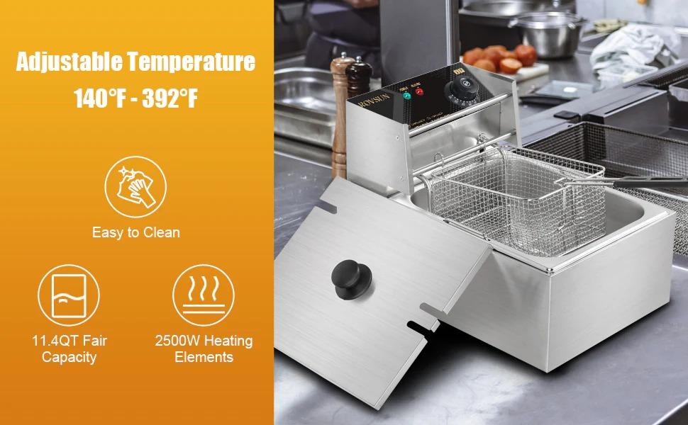 [FLASH SALE] ROVSUN 11.4 QT 110V 2500W Single Tank Electric Deep Fryer