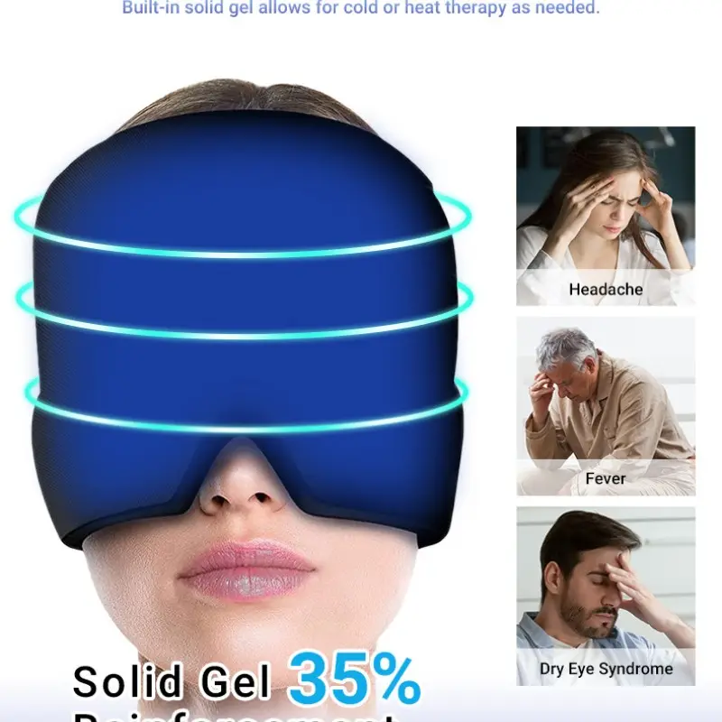 Reusable Hot & Cold Compress Cap, Eye Mask, Soothe Migraine, Eye Puffiness & Tension
