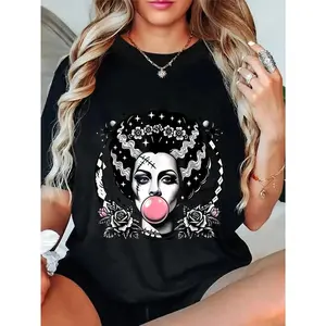 100% Cotton Unisex Bride of Frankenstein Bubblegum Monster Halloween Costume T-Shirt