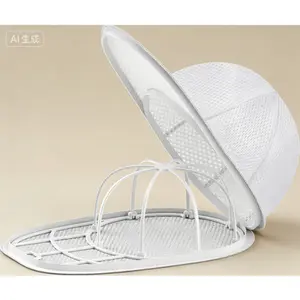 Baseball Cap Cleaning Cage for Adults and Kids, Hat Washer Fit for Various Sizes, Reusable Hat Cleaner with Durable Frame, White