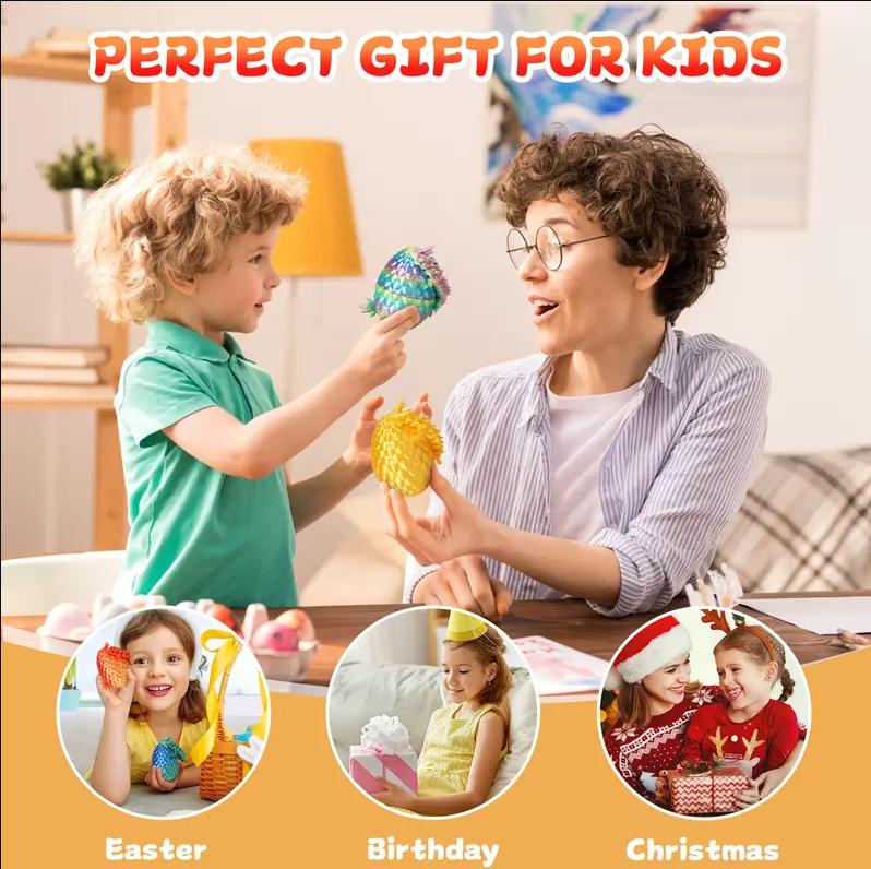 3D Printed Dragon Eggs with Dragon Inside, Easter Egg Stuffers, Articulated Dragon Fidget Toy for Kids Boys Girls, Mystery Dragon Eggs for Boys Girls Birthday Gifts