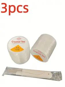 3pcs DIY Beaded Drawstring Cord, Strong Elastic Jewelry Making Rope, 2 Rolls 0.8mm Transparent Stretchy Line, Includes Scissors