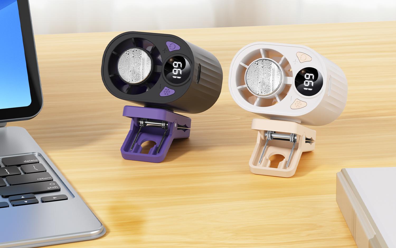 2026 Car Clip On Air Fan with Cooling Function, 199 Speeds Adjustable 360° Rotation, Portable LED Display USB Rechargeable Personal Cooling Fan for Summer Travel Outdoor Activities Cool Fan