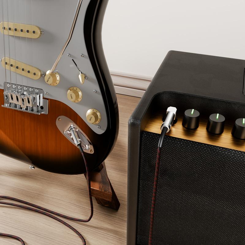 Tomorotec 3-Pack 10ft Braided Guitar Cables for Electric Guitar, Bass, Microphone, Speaker, Mixing Console, 1/4" Interface Instrument Cables with Durable Copper & PE Build and Tangle-Free Tweed Jacket