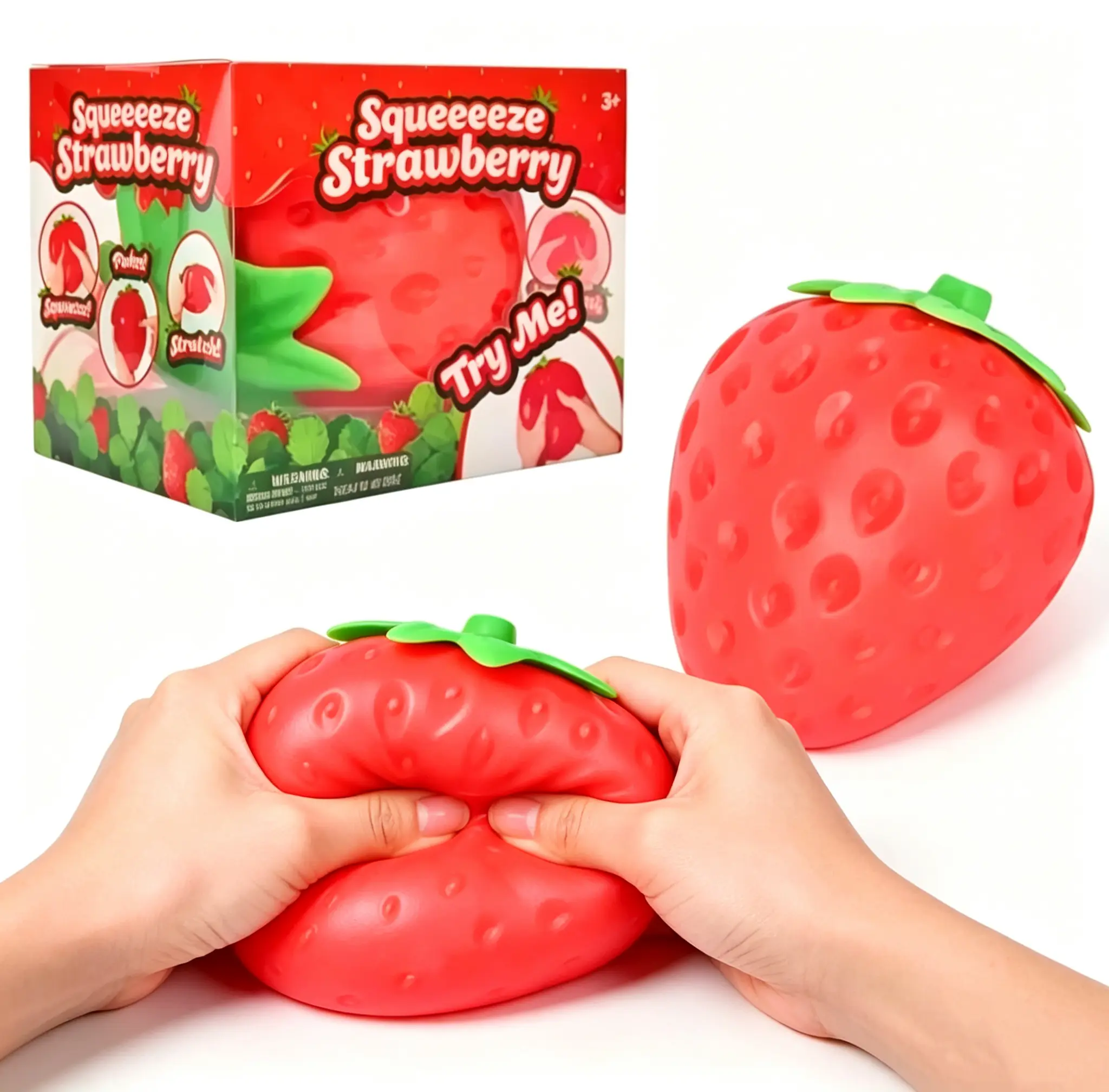 Strawberry - ExtraLarge 5" Squishy Stress Ball for Adults & Kids3+ - Fruity Fidget Toy for Stress Relief &Sensory Play - Safe & Durable Non-ToxicMaterial
