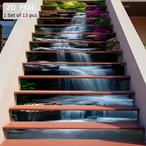 Geometric Pattern Stair Sticker, 13pcs/set Waterproof Self Adhesive Stair Sticker, Removable Decorative Wall Sticker for Home Decor, Sticker Decoration