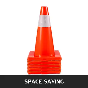 VEVOR 12Pack 18\" Traffic Cones, Safety Road Parking Cones PVC Base, Orange Traffic Cone with Reflective Collars, Hazard Construction Cones for Home Traffic Parking