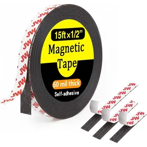 15 Feet × 1/2 Inch Adhesive Backing Magnetic Tape, Magnetic Strip Ideal for Classroom Projects, Crafts and Home Organization