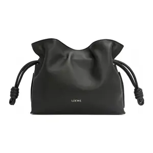 LOEWE Flamenco Mini Nappa Leather Handbag with Detachable Adjustable Strap and Magnetic Closure for Women in Black