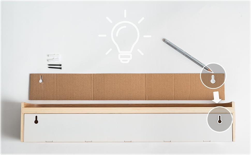 Wall-mounted coat rack - Modern design coat rack with hidden wall hooks - Solid wood veneer coat rack - Oak color, white