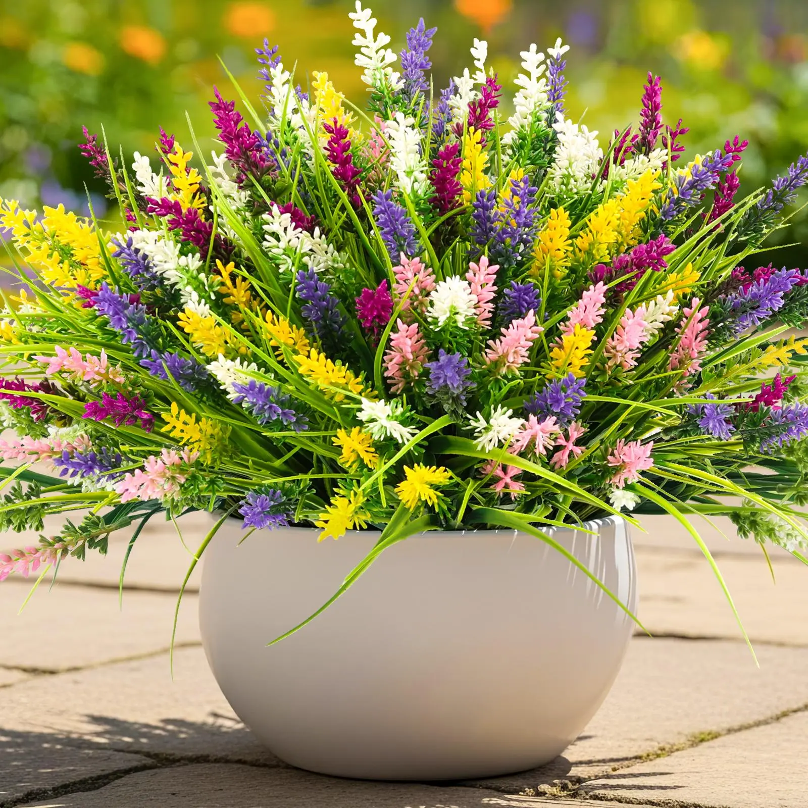 HIAGROW 10 Bundles Artificial Outdoor Plants with Purple Flowers – UV Resistant Faux Greenery for Porch, Planter, Patio, Garden & Home Decor
