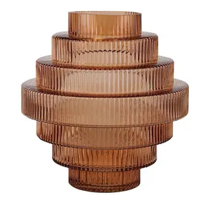 Art Deco Floral Arrangement Vase - Home Decor Modern Tiered Design.