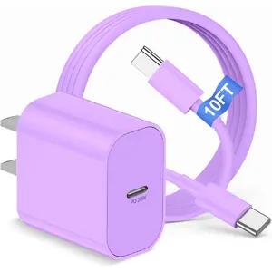 For iPhone 16 Charger Block/10ft Type C to C Cable Cord Long, 20W USB C Fast Charging Plug for iPhone 16 Pro Max/16 Plus/15 Pro,iPad