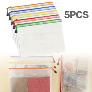 5 Packs Mesh Zipper Pouch Bags A3 - Plastic Zipper Pouches for Organizing 17.7x12.6 Inch - Game Storage Bags - Puzzle Organizer Bags - Large Zipper Pouch Bag - Mesh Pouch with Zipper