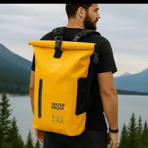 Large Travel Waterproof 25L Backpack - Roll Top Design for Outdoor Use with Backpack Molle System