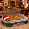 Orthopedic Dog Bed, Extra Large Dog Bed, Dog Sofa for Large Sized Dogs with Full-Surround Bolsters, Dual-Sided Dog Cooling Bed with Memory Foam, Washable Sofa with Nonslip Bottom, Light Grey