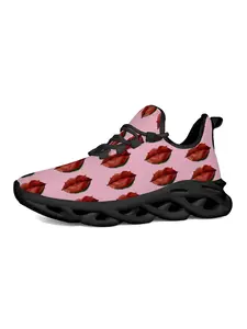 Lip Print Sports Casual Shoes, Unique Fashion Design, Retro Pop Art Style, Lightweight Hollow Out Sole, Streetwear Essential