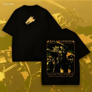 Salamanders Forge Fire 40K Shirt – Warhammer 40K Sci-Fi Graphic Tee, Flame Warrior Legion Design, Unisex Gaming Apparel for Fans & Collectors