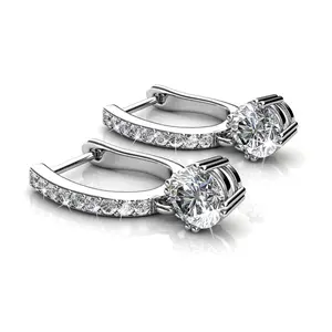 McKenzie 18k White Gold Plated Drop Dangle Earrings with Simulated Diamond Crystals