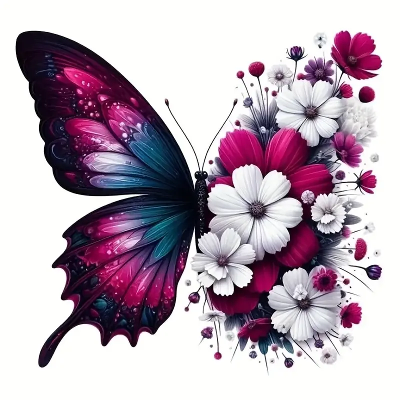 6 Inch Butterfly & Floral Vinyl Sticker, Glossy Anime Decal, Irregular Wings/daisy Shape, for Car Laptop Window Wall, Easy Peel & Stick, Car Decals, Stickers For Cars