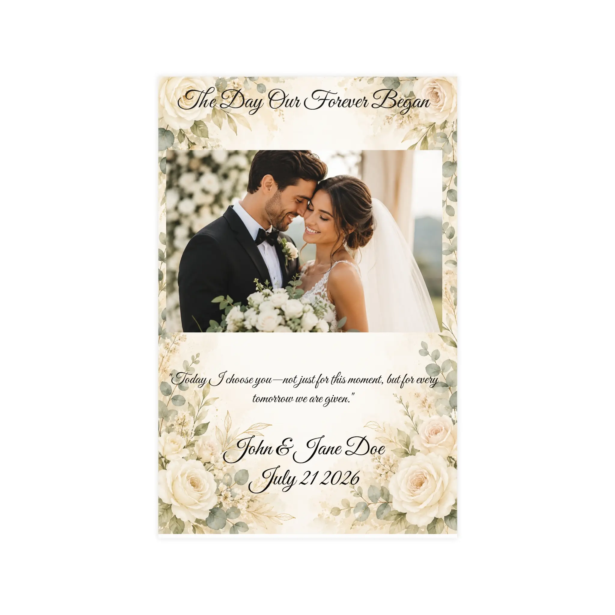 Personalized Wedding Poster | Custom Couple Portrait with Names, Date & Vow | Anniversary Gift | Wedding Keepsake | Engagement Gift