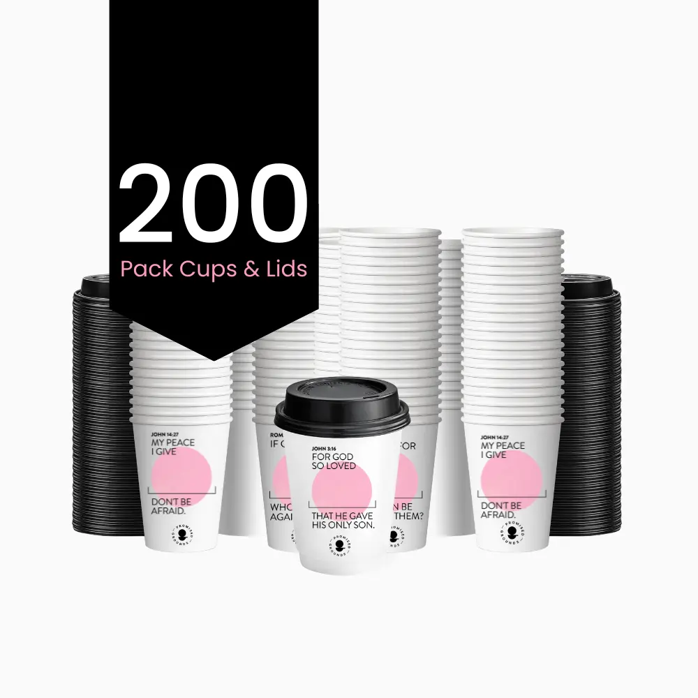 200 Pink Scripture Hot Cups & Lids