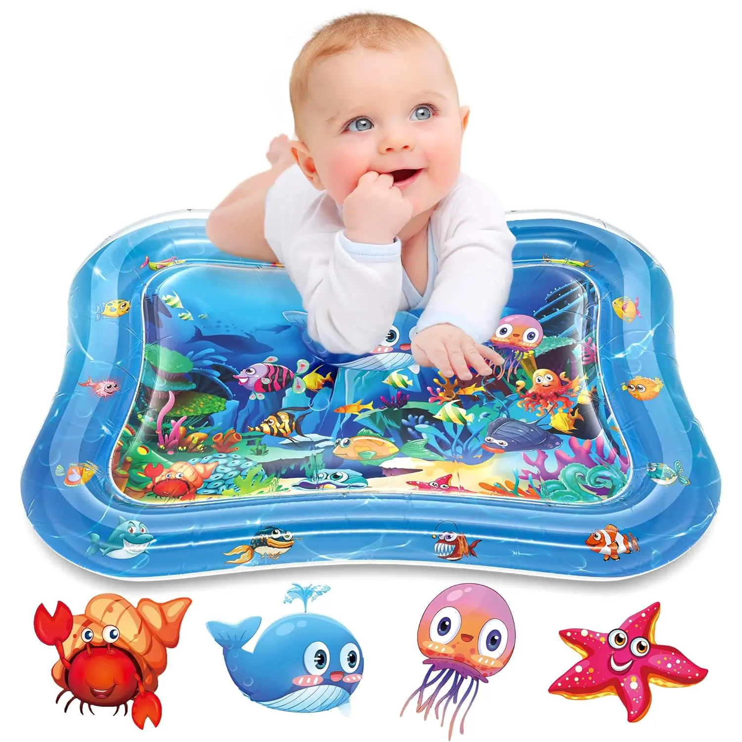 Inflatable Tummy Time Water Play Mat for Infants, Fillable Air & Water Portable Padded Mat, Sensory Developmental Toy for Nursery Use, Summervibes Indoor Outdoor Play Essential