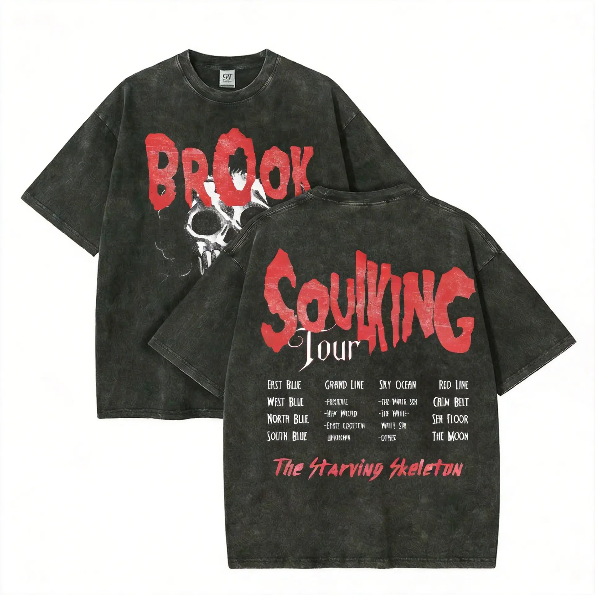 Subtle Anime Streetwear Graphic T-Shirt Soul King Tour Grand Line Skeleton Musician IYKYK Vintage Band Tee Acid Wash Oversized Pirate Shirt Casual Stretch Tshirt Cotton