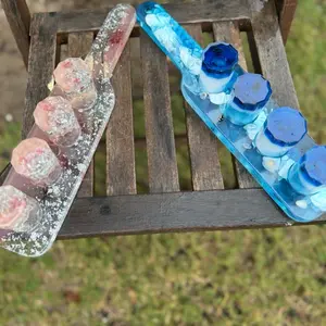 Resin Crafted Shot Cups Boards and Bar Keys for Stylish Drinkware