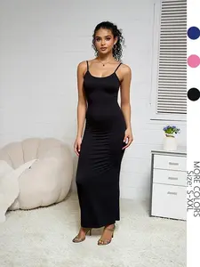 USBoutiqueCHIC Women's Slim Fit Maxi Dress | Milk Silk Brushed Knit Summer Dress, Comfortable Stretch Daily & Evening Wear