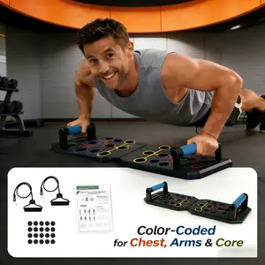 28-in-1 Push Up Board with Resistance Bands, Foldable Home Workout System for Chest Arms Core Training Equipment for Men Women
