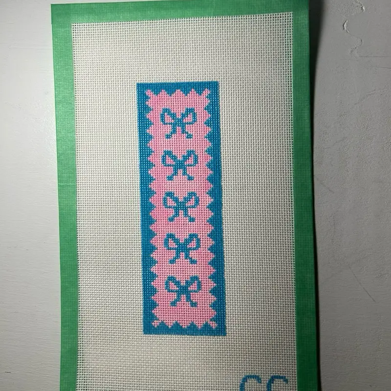 Bow Bookmark Hand Painted Needlepoint Canvas