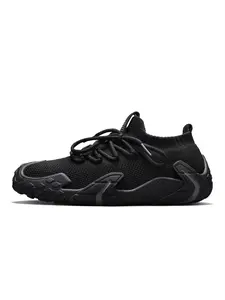Breathable Knit Commute Shoes, Air Circulation Mesh, Tough PVC Sole, Comfort Anti-slip Daily Sneakers