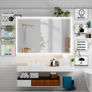 LED Lighted Medicine Cabinet with Mirror, 31.5X23.62 Inches Bathroom Mirror Cabinet with Lights, Recessed or Wall Mounted, 3 Color Temperatures, Anti-Fog