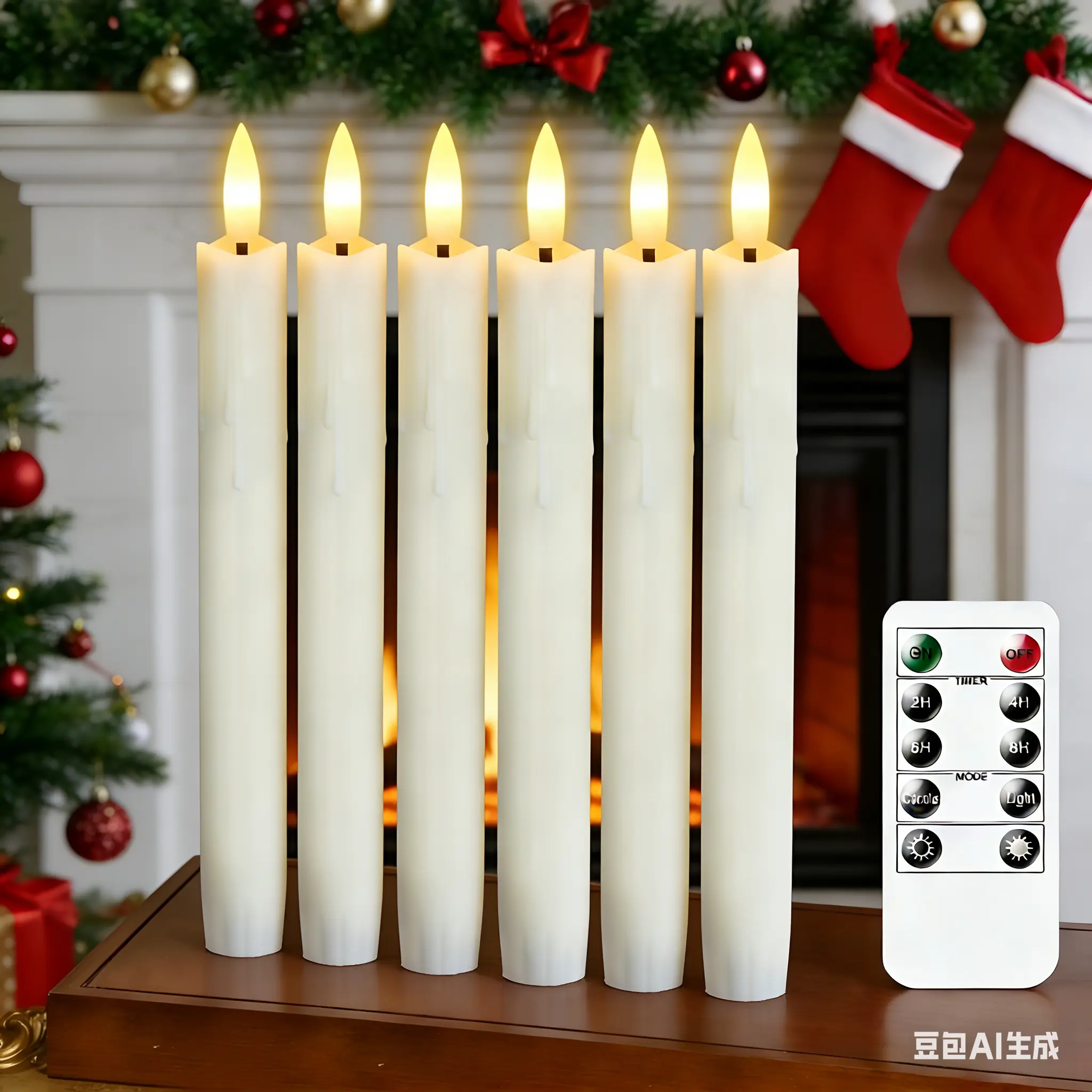 6pcs Flameless Light Dimmable Candles with Remote - Home, Festive Decor Supplies for Autumn Living Room Ornament