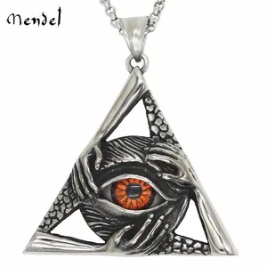 MENDEL Mens Illuminati Egyptian All Seeing Eye Necklace Pendant Stainless Steel
