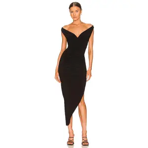 Norma Kamali Tara Side Drape Gown in Black