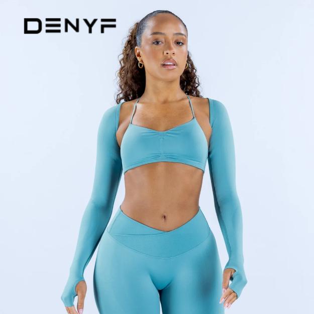 Seamless 3 Piece Activewear Set for Women, Cross Back Bra + Long Sleeve Layer + High Waist Leggings for Gym Yoga