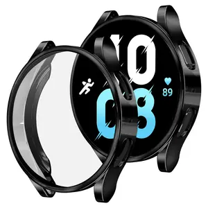 Compatible with Samsung Galaxy Watch 5/Galaxy Watch 4 Screen Protector Case 40mm, Ultra-Thin Hard PC Bumper Protective Cover for 40mm (Black/Clear)
