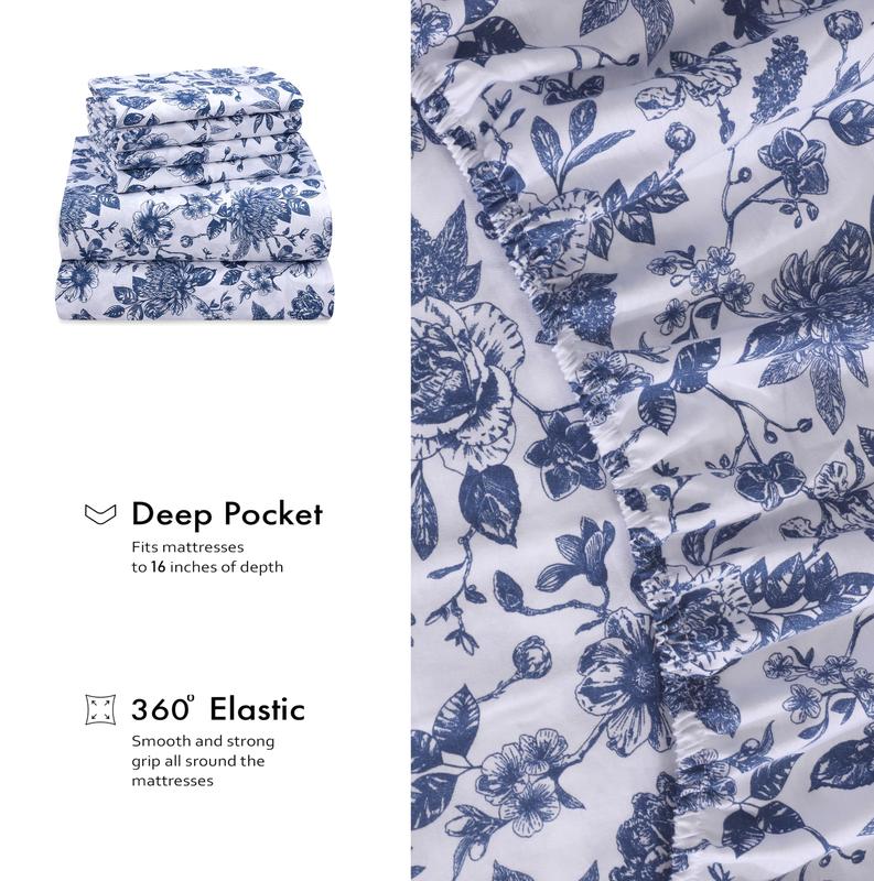 Ruvanti 100% Cotton Percale 6 Pcs Sheet Set – Ultra Soft Hotel-Quality Bedding with Deep Pockets, Breathable, Elegant Design, Soft Touch, OEKO-TEX Certified