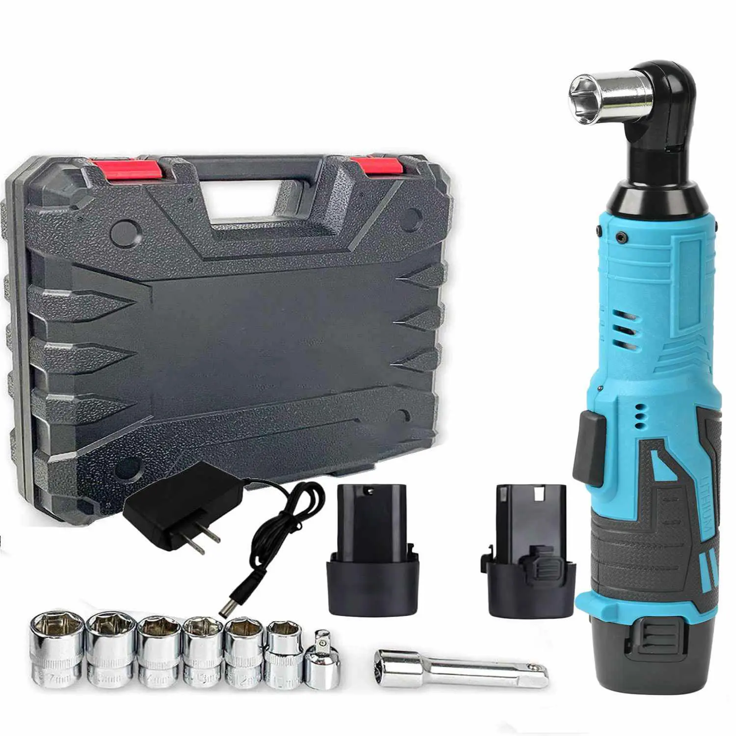 Cordless Electric Ratchet Wrench Set, 3/8" 12V Power Ratchet Tool Kit With 2 Packs 2000mAh Lithium-Ion Battery And Charger