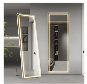 64"x21" LED Full Length Mirror with Aluminum Frame Polished Glass for Outdoor Bedroom Living Room