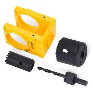 Ball Lock Hole Saw Kit – Includes Guide Template and Center Drill, for Drilling Lock Installation Holes on Wooden Doors