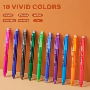 Retractable Erasable Gel Pens Clicker, Fine Point 0.7mm, Assorted Color Inks for Drawing Writing, 10-Pack