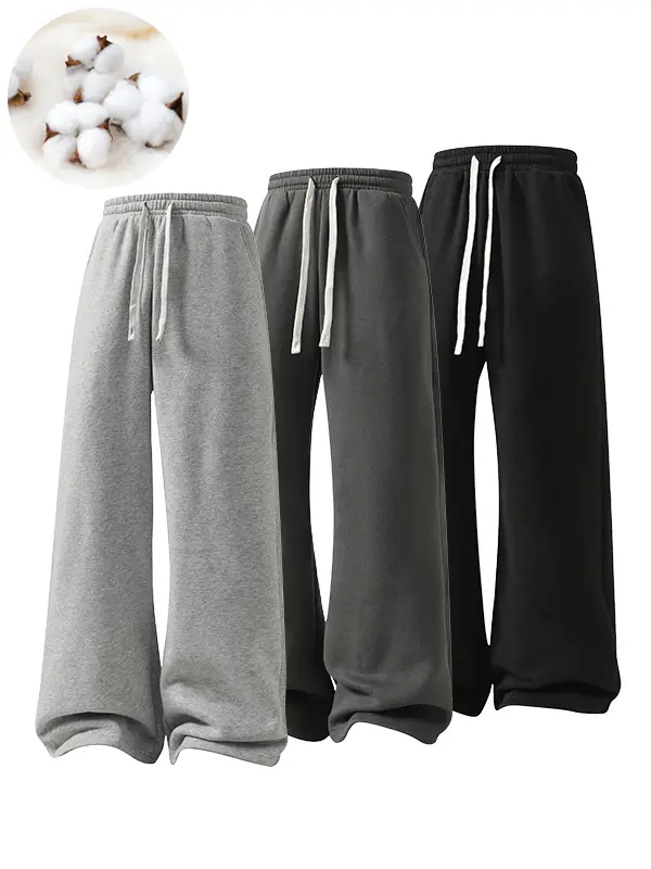 Women's Comfy Baggy Wide Leg Sweat Pants with Drawstring Waist, Casual Loose Fitting Cotton Trousers, Women's Bottoms for Daily Life & Travel, Relaxed Fit