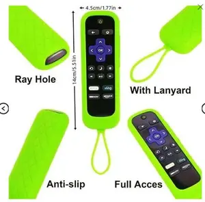 Silicone Remote Control Cover, Dustproof & Waterproof Remote Control Protector for Roku TV Remote / Roku Simple Remote / Roku Voice Remote (without Headphone Jack), Luminous Remote Control Cover, Glowing Remote Control Sleeve, Household Essentials