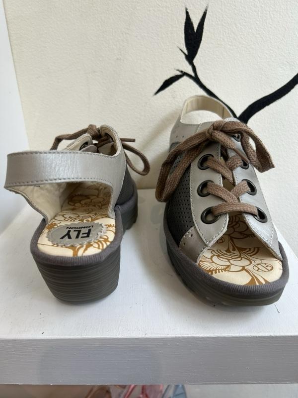 Fly London Yuta Platform Wedges - Gray Women's Fashion Casual Footwear