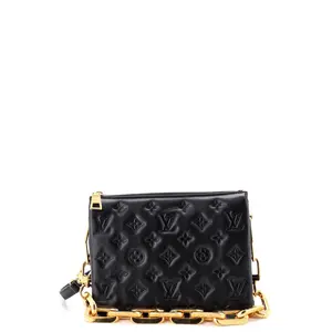 Pre-owned Louis Vuitton material Messenger Bags Coussin Bag Monogram Embossed Lambskin BB by Rebag