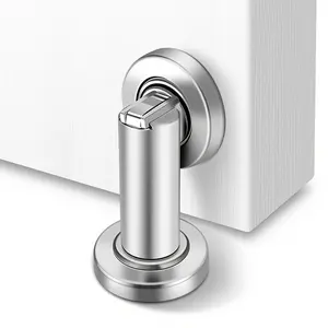 Magnetic Door Stopper Heavy-Duty Stainless Steel, Modern Wall Mounted Door Holder, Frosted Nickel Finish, Durable Door Protector, Door Hardware